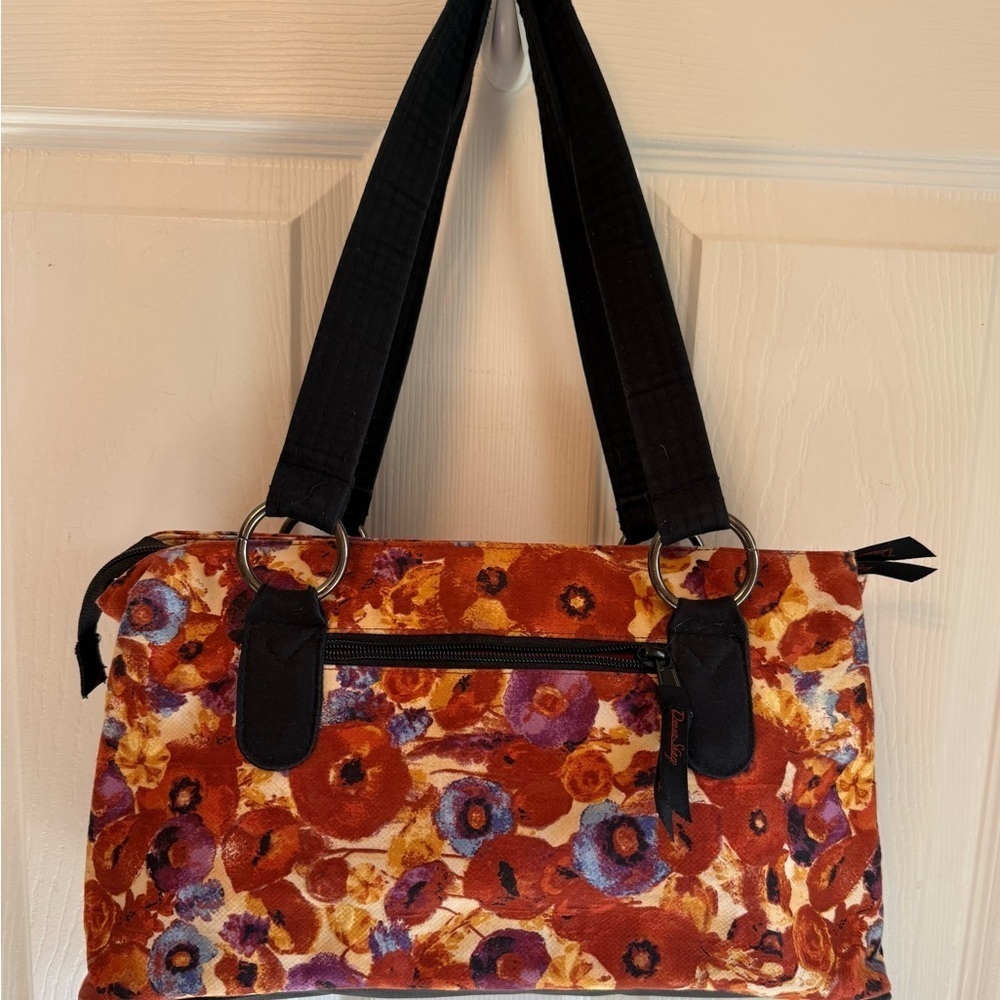 Donna Sharp NWOT 2 Handle Tote Bag Orange Purple Poppy Floral Print